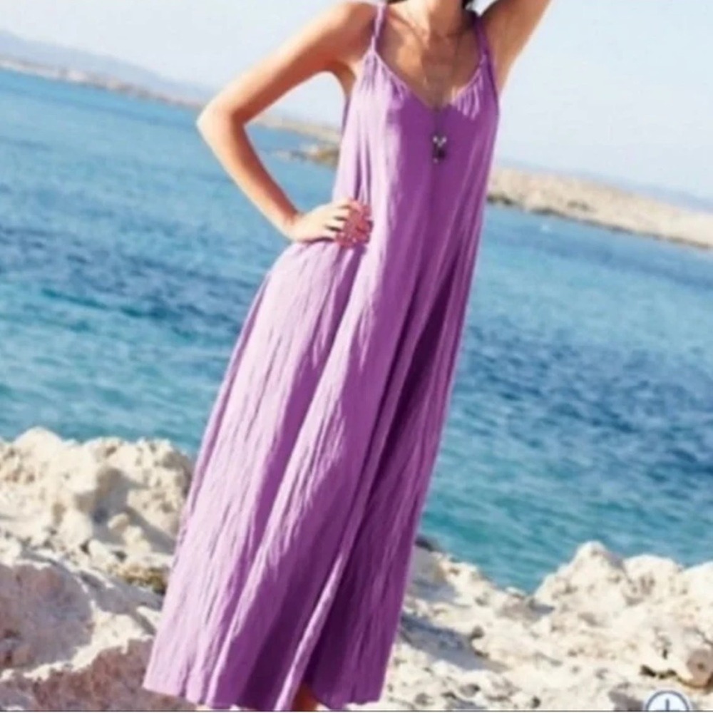 Garnet Hill size Large Lavender‎ Purple braided Spaghetti Strap Maxi Sundress